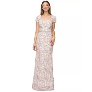 NEW JS COLLECTIONS embroidered sweetheart mermaid gown in white floral